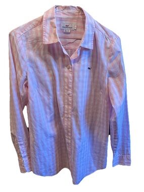 Vineyard Vines Light Pink and White Gingham Button-Up